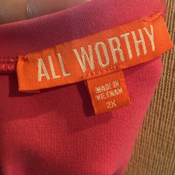 Hot pink ruffle sleeve plus size 2x asymmetrical dress - Picture 9 of 10